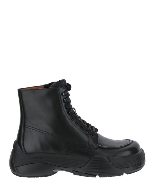 Lanvin Flash-X Bold Leather Lace-up Boots