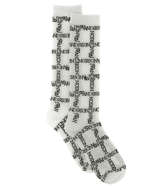 J.W.Anderson Long Socks With Logo Grid