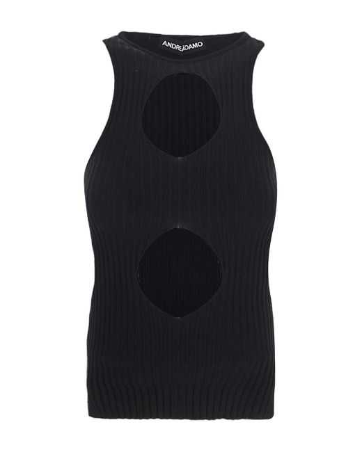 Andreadamo Ribbed Knit Tank Top With Cut-Out