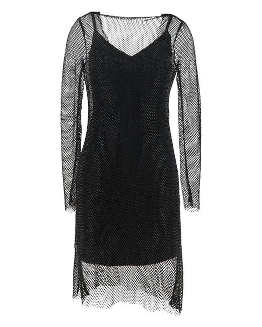 Max Mara Vezzo Short Embroidered Mesh Dress with Crystal