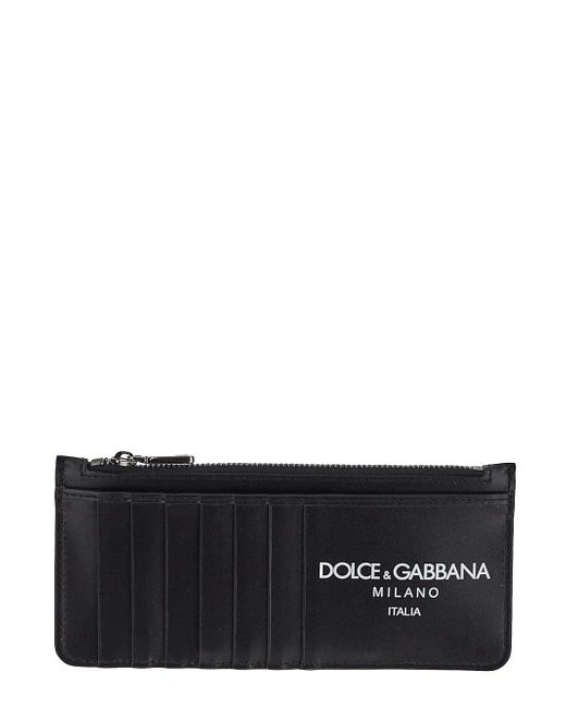 Dolce & Gabbana Calfskin Vertical Card Holder With Logo