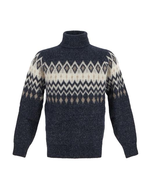 Brunello Cucinelli Geometric Intarsia Knit Sweater