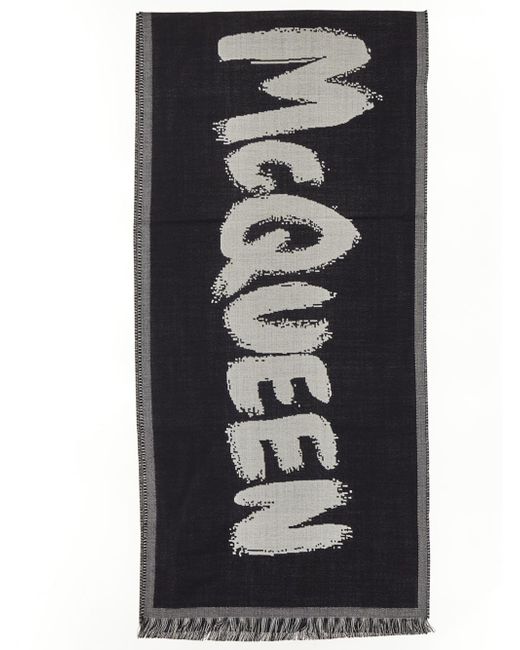Alexander McQueen Oversize Graffiti Logo Scarf