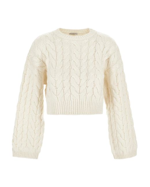 Brunello Cucinelli Cable Knit Sweater With Paillettes Embellishment