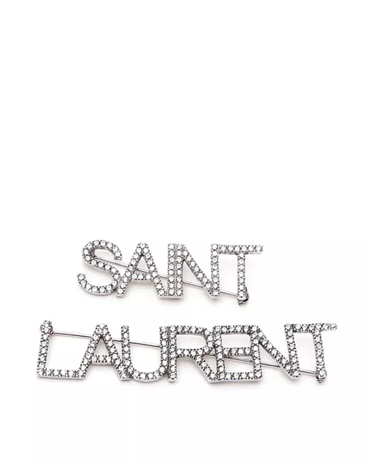 Saint Laurent Crystal-Embellished Logo Brooches