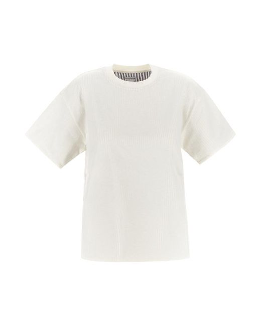 Bottega Veneta Double Layer Striped Cotton T-Shirt
