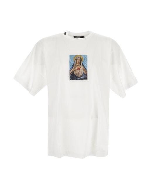 Dolce & Gabbana Strass-Embellished Virgin Print T-Shirt