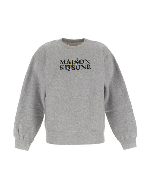 Maison Kitsuné Floral Logo Embroidery Sweatshirt