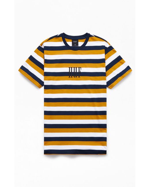 Huf Alhambra Striped T-Shirt Navy/Gold