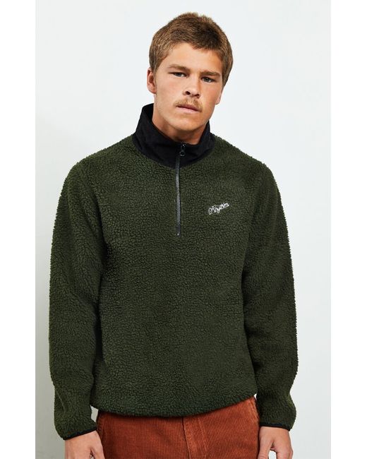Rhythm James Polar Fleece Quarter-Zip Pullover Green Large
