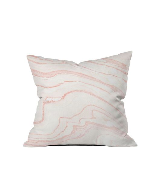 DENY Designs Womens Blush Marble Throw Pillow Pink