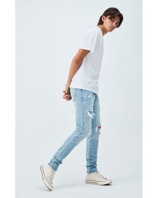 PacSun Light Ripped Stacked Skinny Jeans