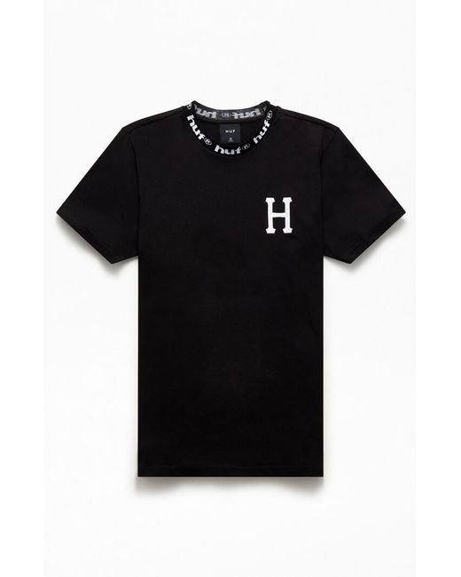 Huf Logo Jacquard Neck T-Shirt Small