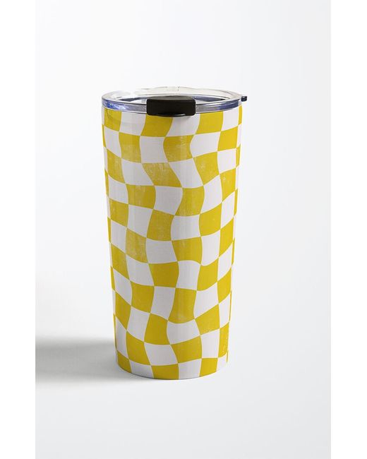 DENY Designs Womens Avenie Warped Checkerboard Travel Mug
