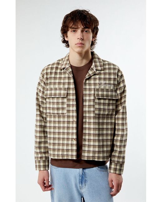 PacSun Cropped Plaid Flannel Shacket Small