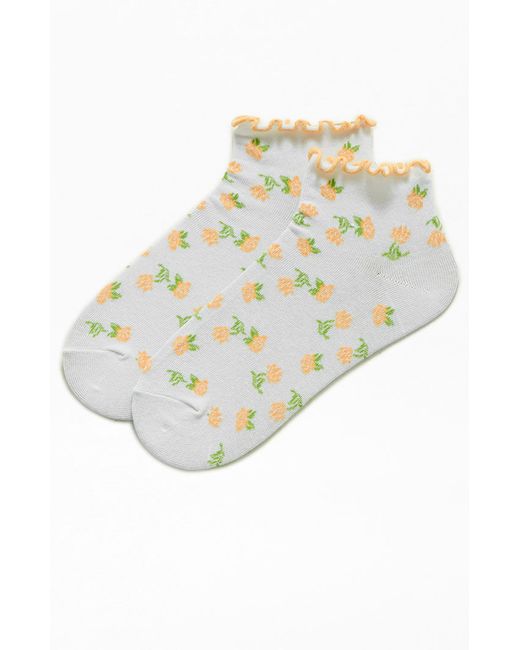 LA Hearts Allover Floral Ruffle Socks