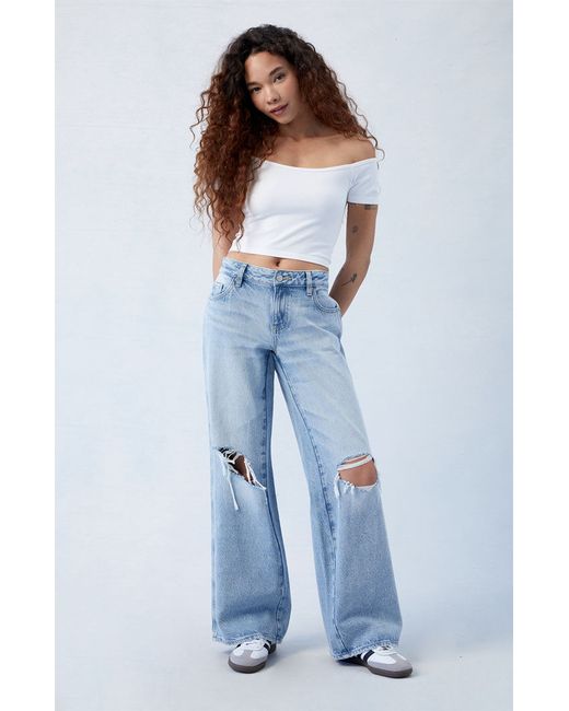 PacSun Eco Light Ripped Low Rise Baggy Jeans