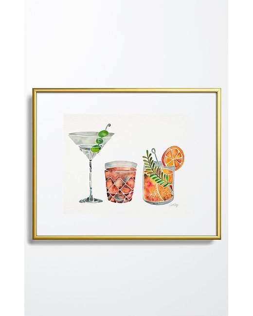 DENY Designs Cocktail Metal Framed Art Print Gold 8 x 10