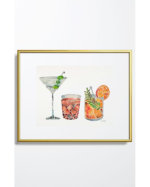 DENY Designs Cocktail Metal Framed Art Print Gold 18 x 24