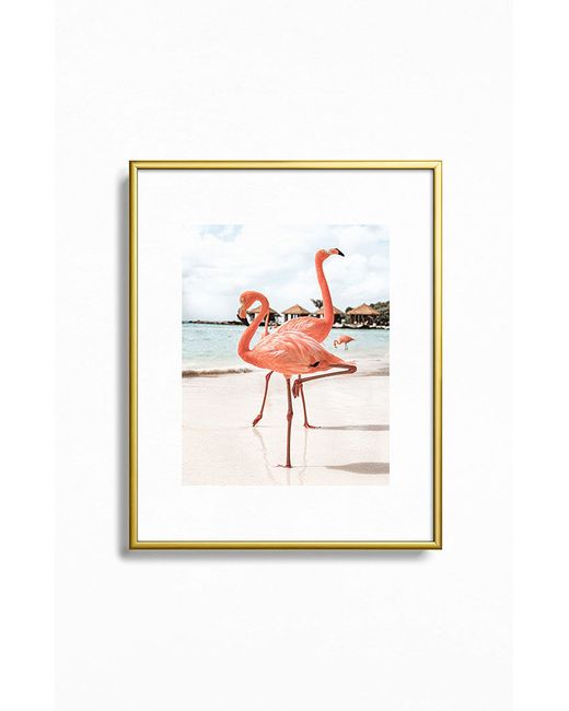 DENY Designs Flamingo Metal Framed Art Print Gold 8 x 10
