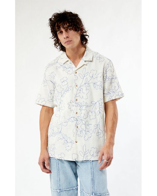 PacSun Embroidered Floral Camp Shirt Small