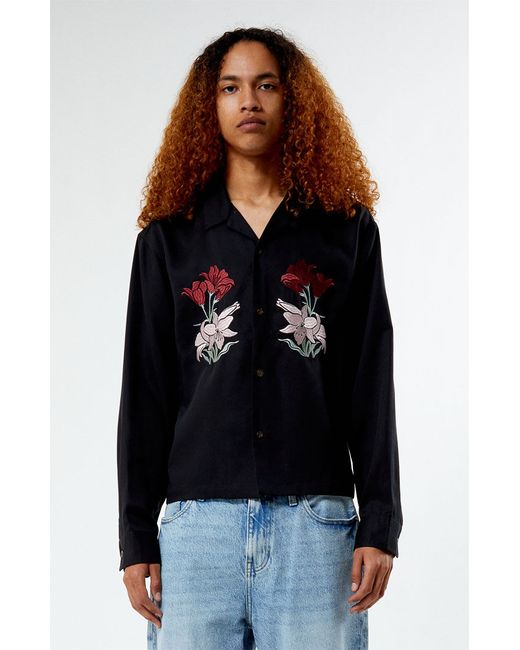 PacSun Silver Lake Embroidered Long Sleeve Camp Shirt Small