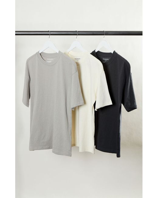 PS Basics 3-Pack Loch Boxy Fit T-Shirts White/Gray Small