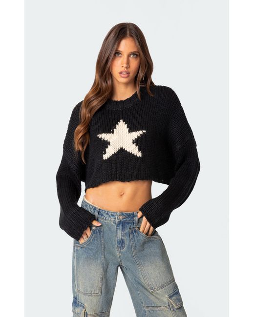 Edikted Mega Star Cropped Sweater