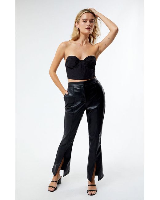 Glamorous Faux Leather Split Pants