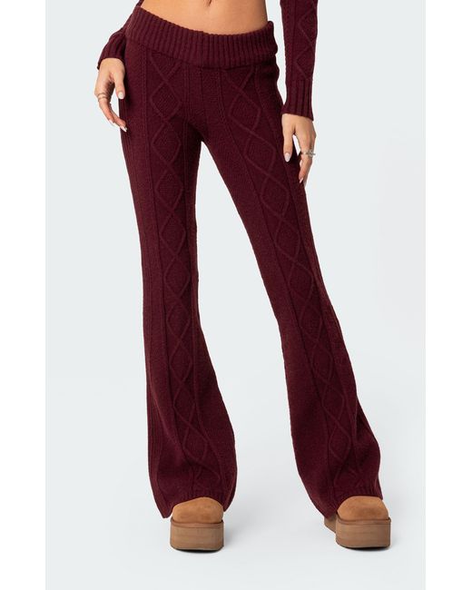 Edikted Ray Cable Knit Flared Pants