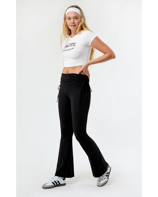 Pac 1980 PAC WHISPER Active Cinched Fold-Over Flare Yoga Pants