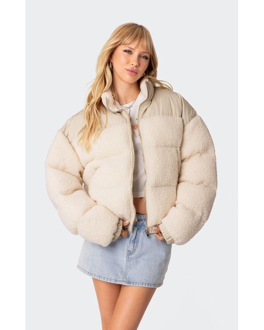 Edikted Oversized Sherpa Puffer Jacket