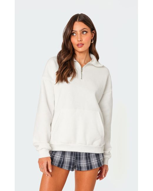 Edikted Oversized Quarter Zip Sweatshirt Medium