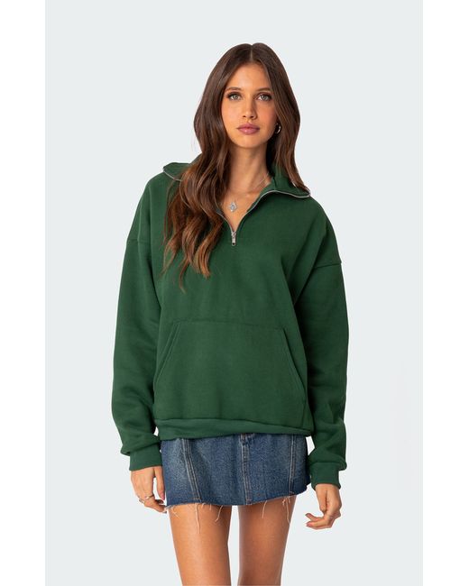 Edikted Oversized Quarter Zip Sweatshirt