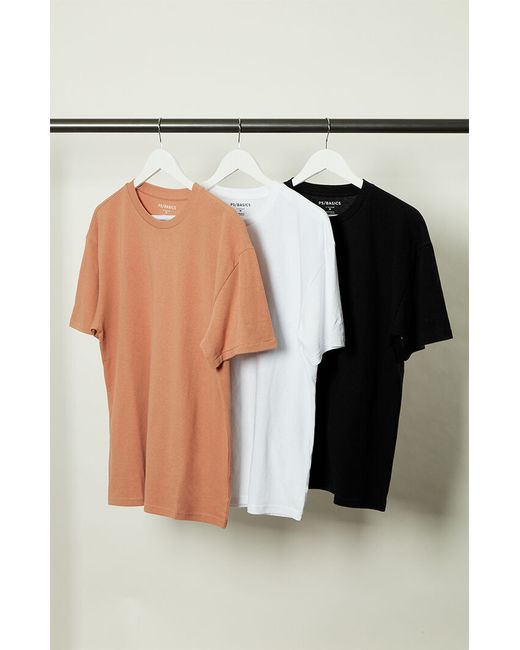 PS Basics 3 Pack Reece Regular T-Shirts Black/Brown Small