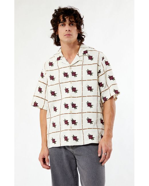 PacSun Floral Embroidered Oversized Camp Shirt Small