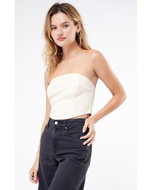 Kendall and Kylie Strapless Faux Leather Corset Top