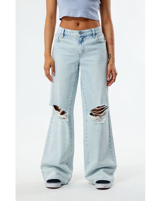 PacSun Eco Light Indigo Ripped Parker Extreme Baggy Jeans