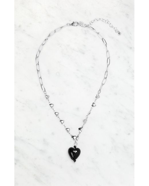 LA Hearts Black Heart Chain Necklace