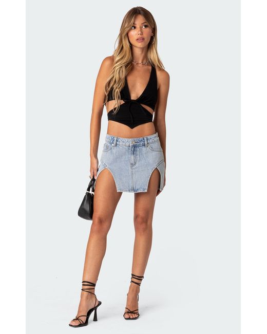 Edikted Cady Tie Front Cut Out Top
