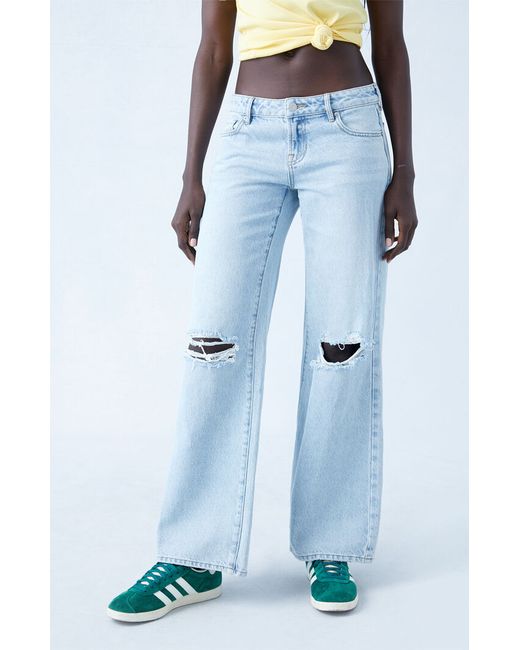 PacSun Eco Indigo Ripped Low Rise Wide Leg Jeans