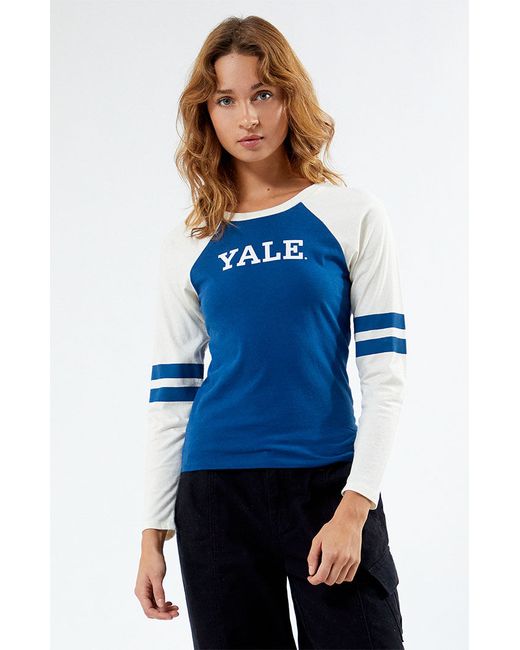Yale Striped Raglan Long Sleeve T-Shirt Navy