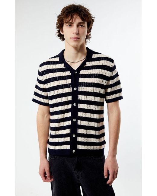 PacSun Stripe Open Knit Button Down Shirt Small