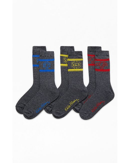 PacSun 3 Pack Keith Haring Crew Socks