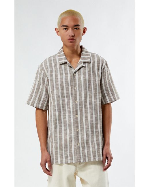 PacSun Woven Stripe Camp Shirt Medium
