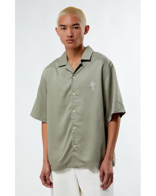 PacSun Rogue Oversized Embroidered Camp Shirt Medium