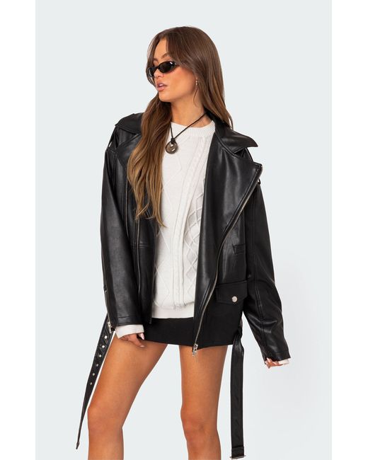 Edikted Wrenley Oversized Faux Leather Jacket