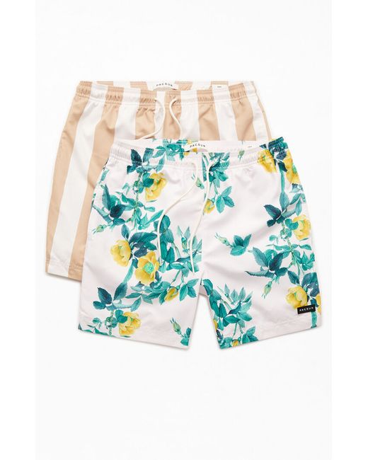 PacSun 2 Pack Graphic 6.5 Swim Trunks Small