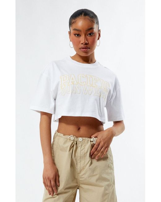 PacSun Pacific Sunwear Eyelet Super Cropped T-Shirt