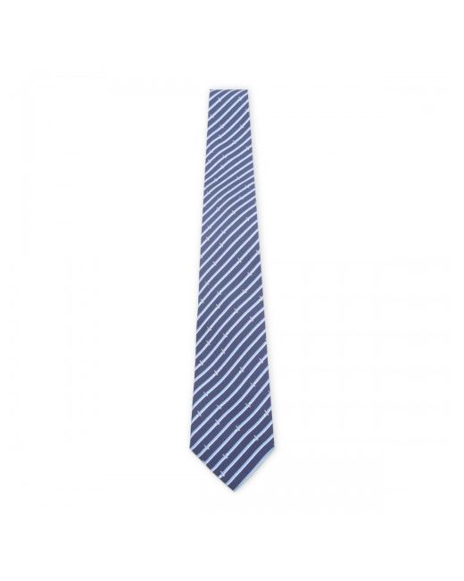 Ferragamo Navy And Light Silk Stripe Tie